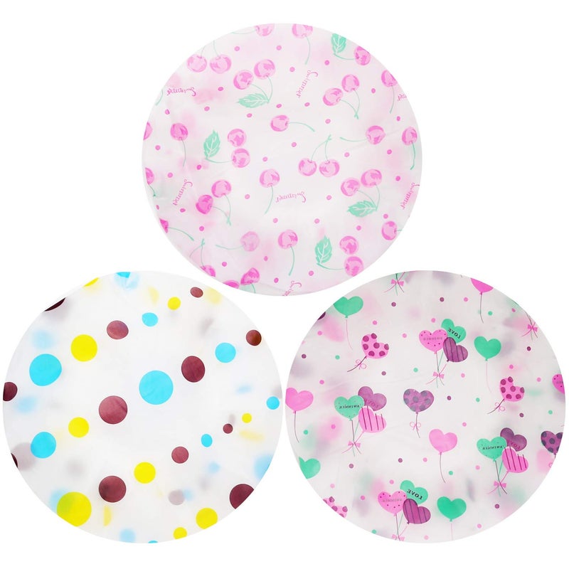 Pengxiaomei Shower Caps  3 Pcs Waterproof Bath Caps Plastic Reusable Shower Caps Elastic Band Bath Hair Hat for Women Ladies Spa Salon - Image 5